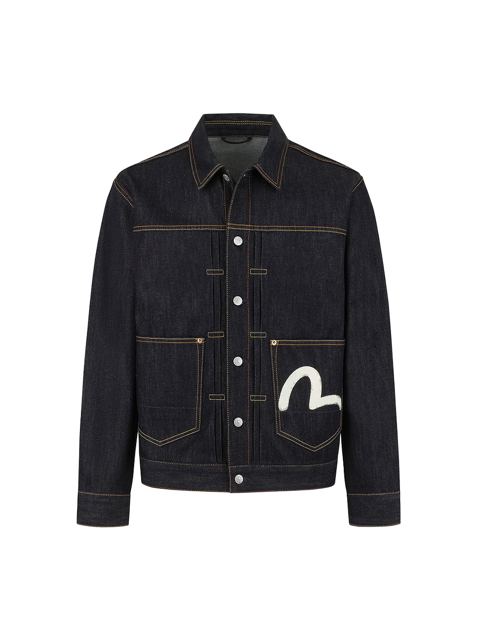 Evisu Ecru Seagull Print Relax Fit Denim Jacket
