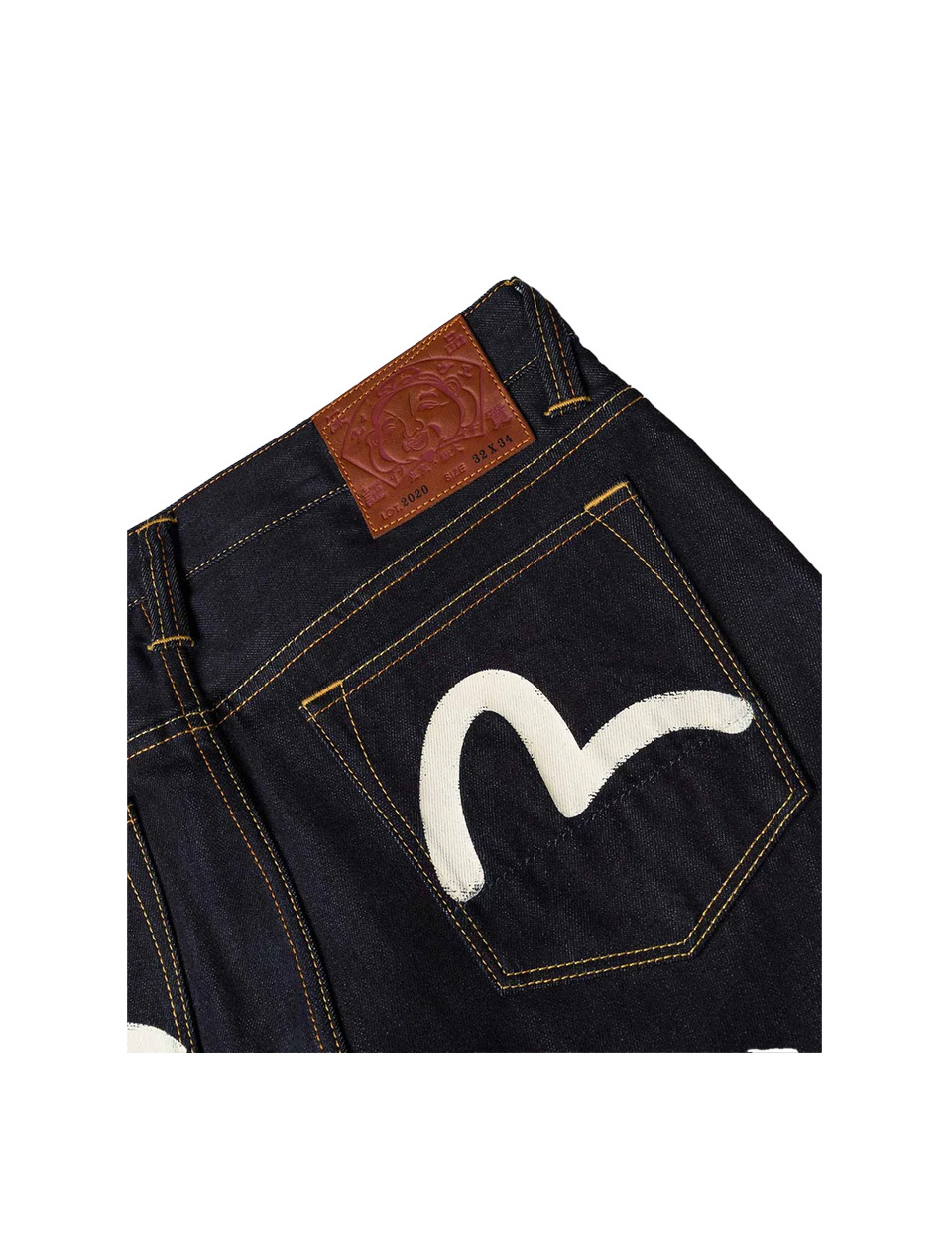 Evisu White Seagull Print Pockets Regular Fit Jeans