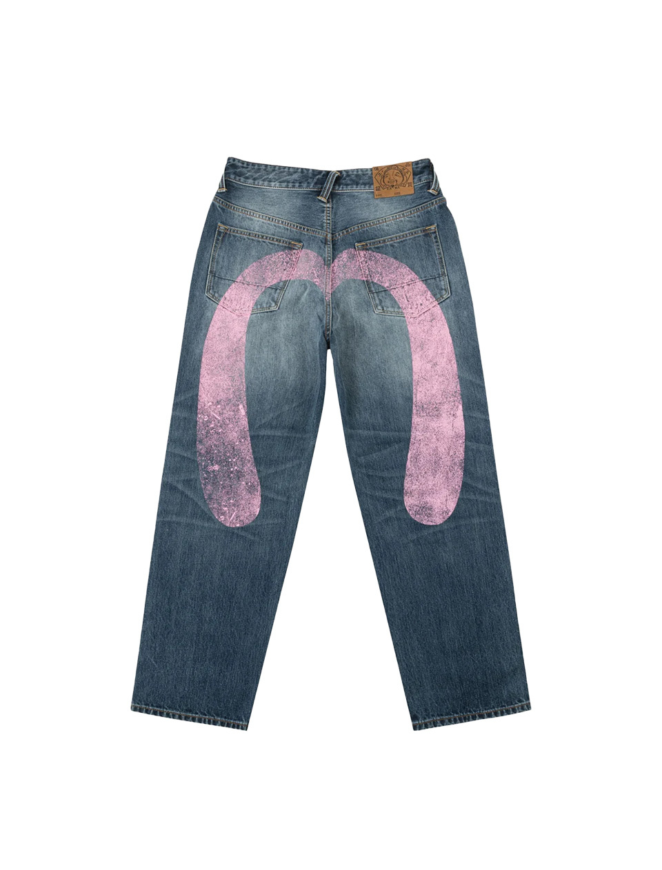 Evisu Pink Daicock Ripped Jeans