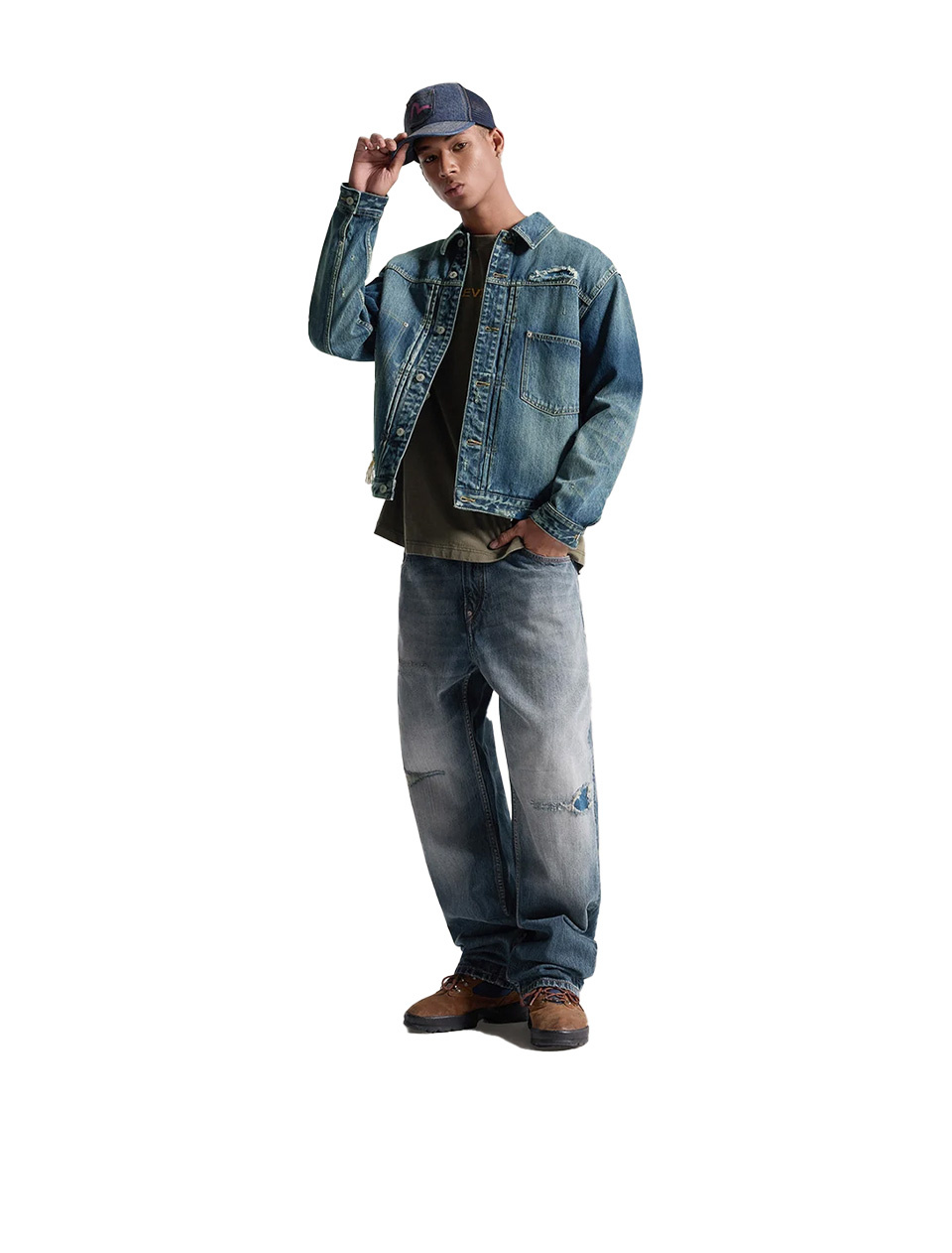 Evisu Pink Daicock Ripped Jeans