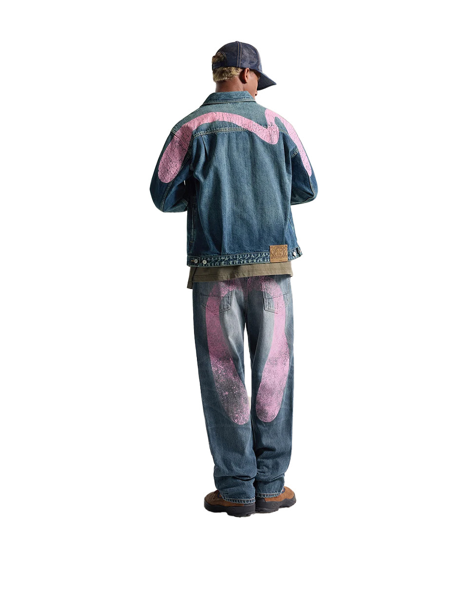 Evisu Pink Daicock Ripped Jeans