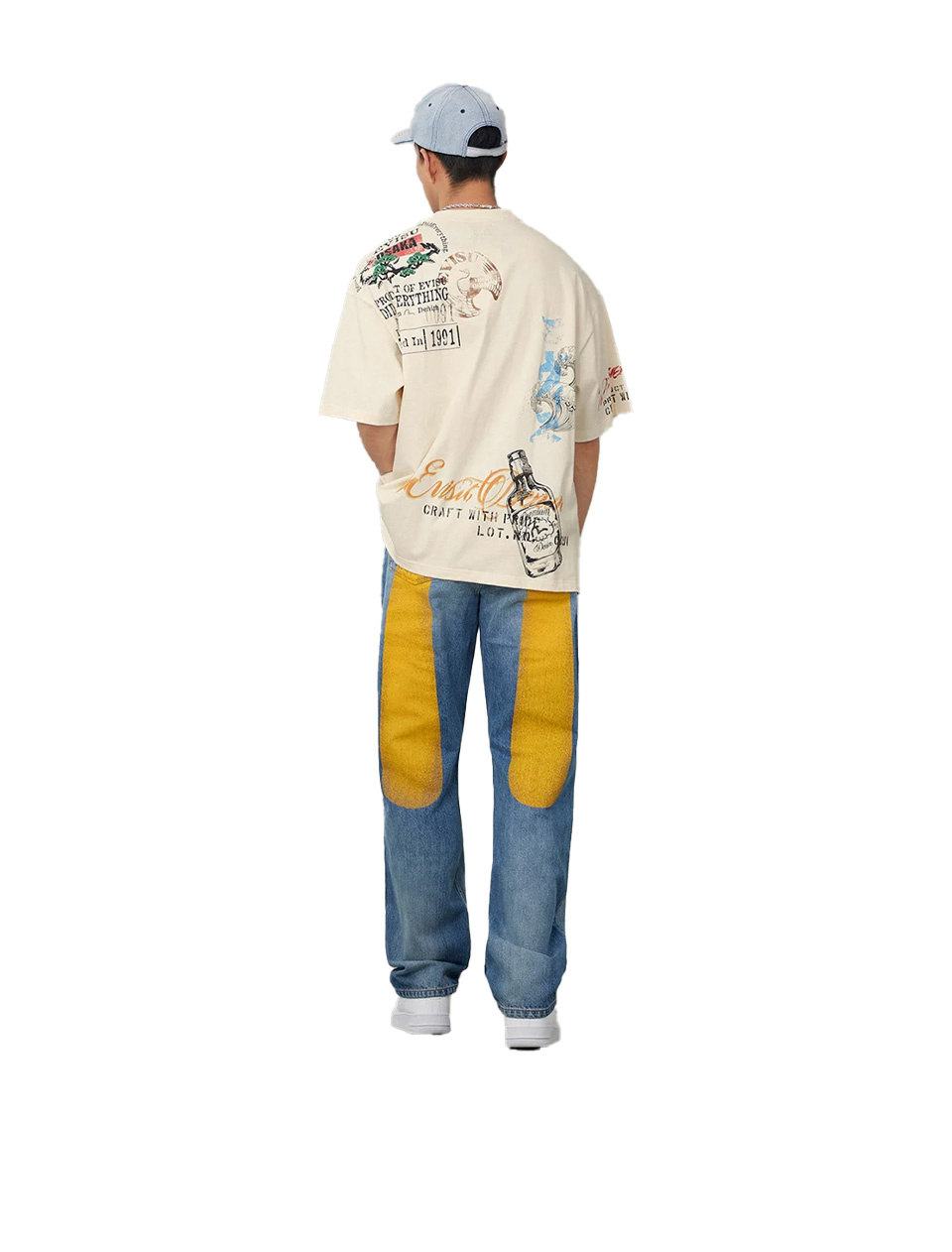 Evisu Yellow Daicock Print Regular Fit Jeans