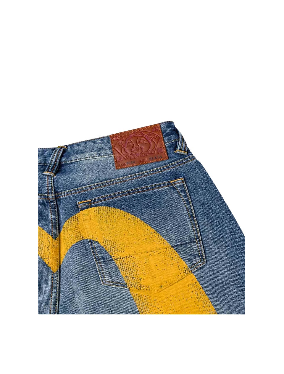 Evisu Yellow Daicock Print Regular Fit Jeans