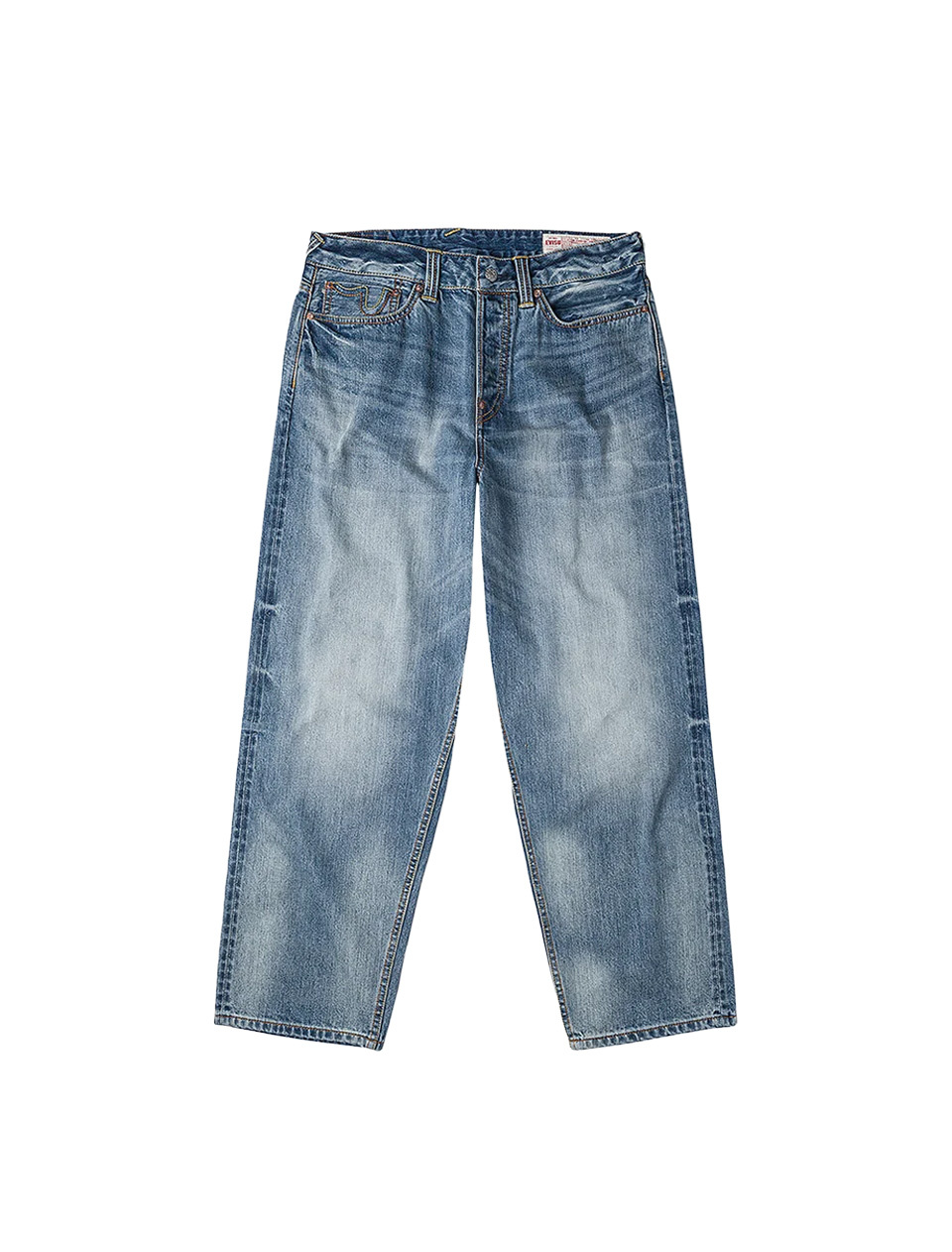 Evisu Ecru Daicock Print Loose Fit Jeans