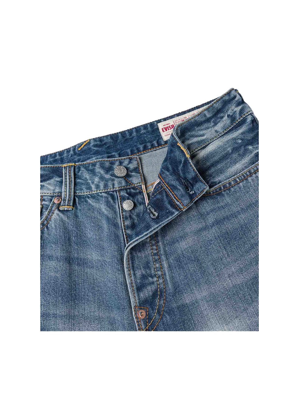 Evisu Ecru Daicock Print Loose Fit Jeans