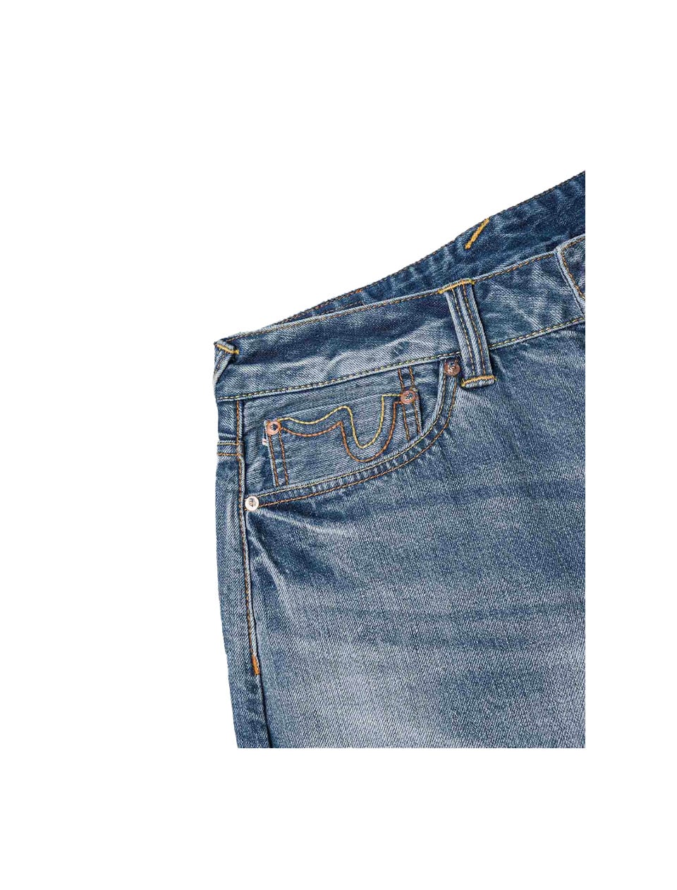 Evisu Ecru Daicock Print Loose Fit Jeans