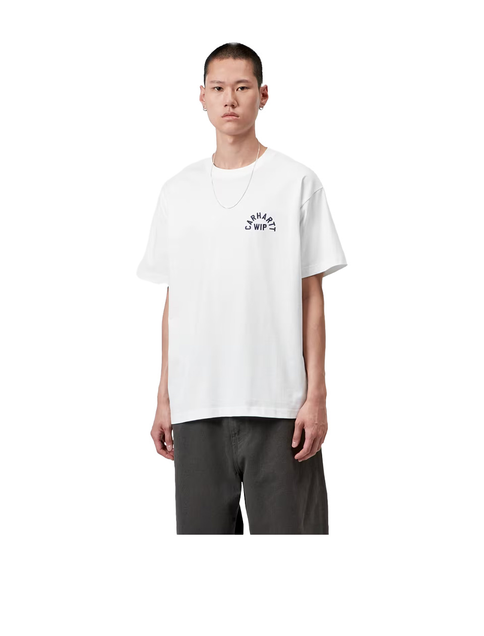 Carhartt WIP S/S Arch Script T-Shirt White Dark Navy