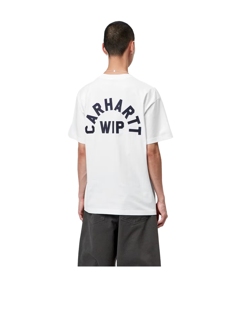 Carhartt WIP S/S Arch Script T-Shirt White Dark Navy
