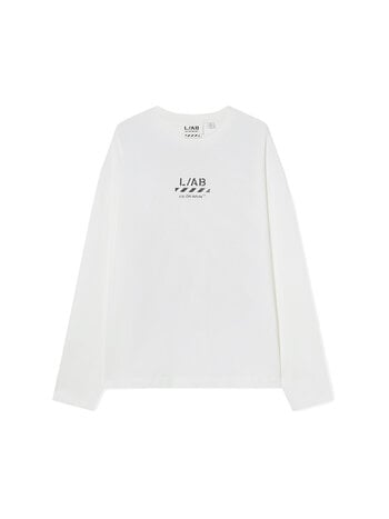L/AB c/o Off-White Diagonal Long Sleeve Tee White