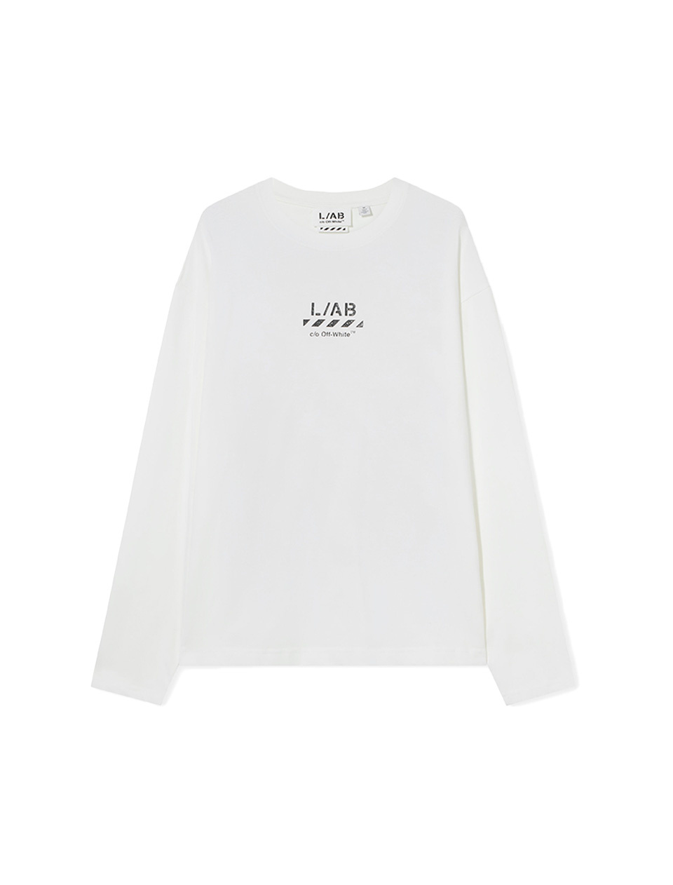 L/AB c/o Off-White Diagonal Long Sleeve Tee White