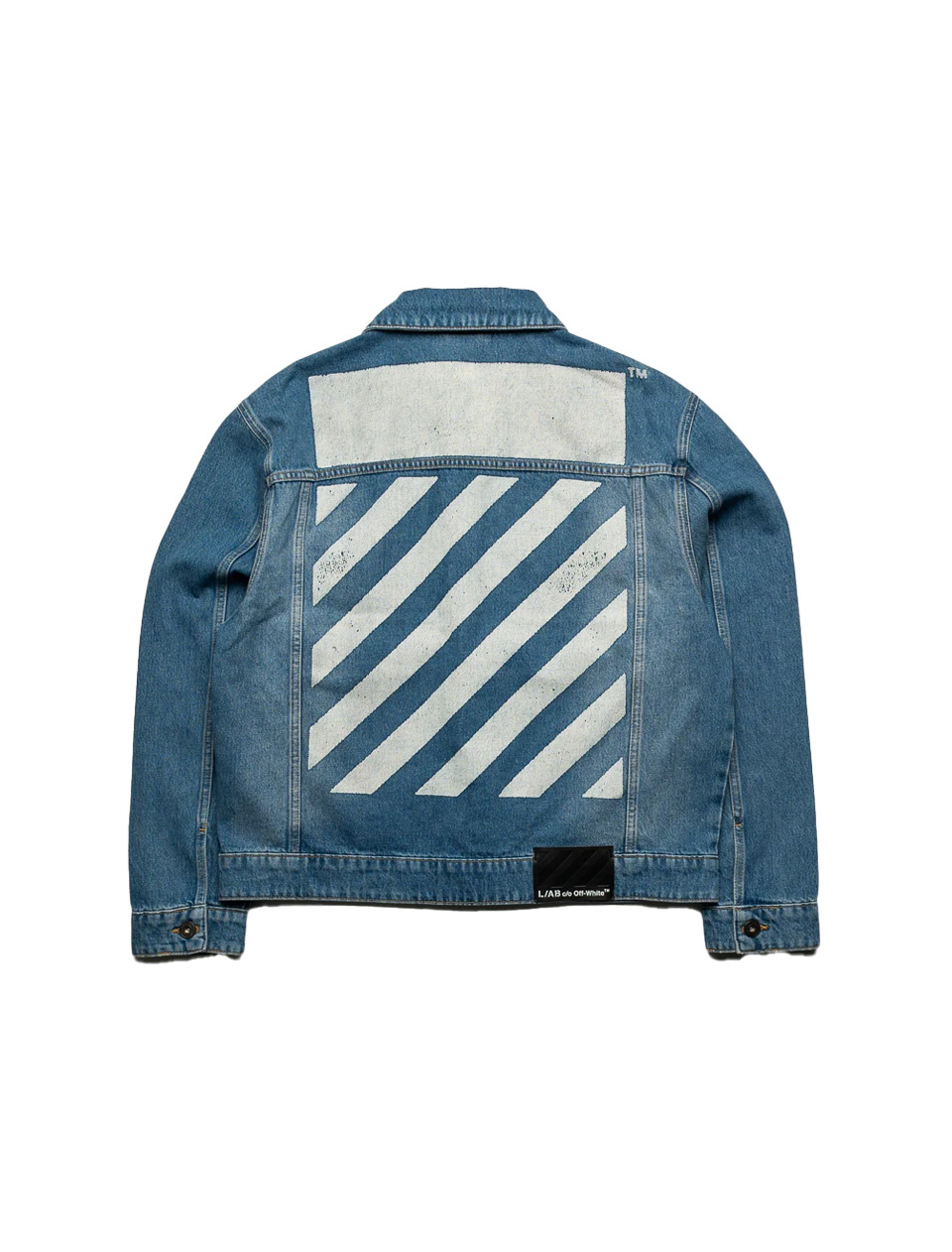 L/AB c/o Off-White Zip Trucker Denim Jacket Steel Indigo