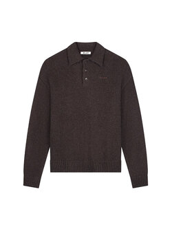 OLAF Oversized Knitted Polo Chocolate Plum