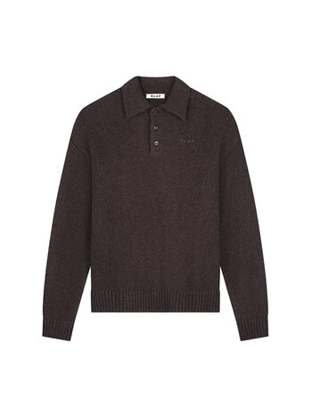 OLAF Oversized Knitted Polo Chocolate Plum