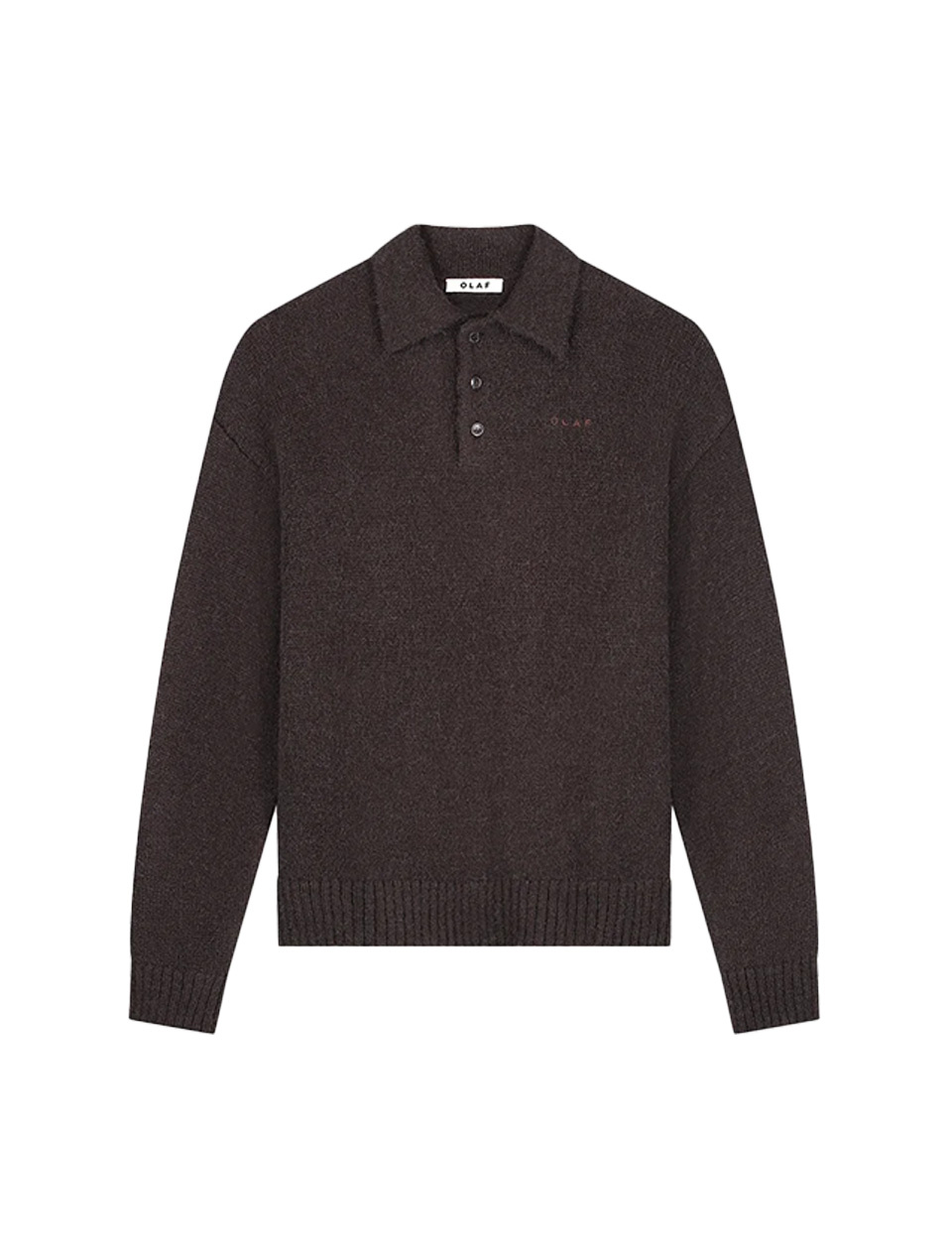OLAF Oversized Knitted Polo Chocolate Plum