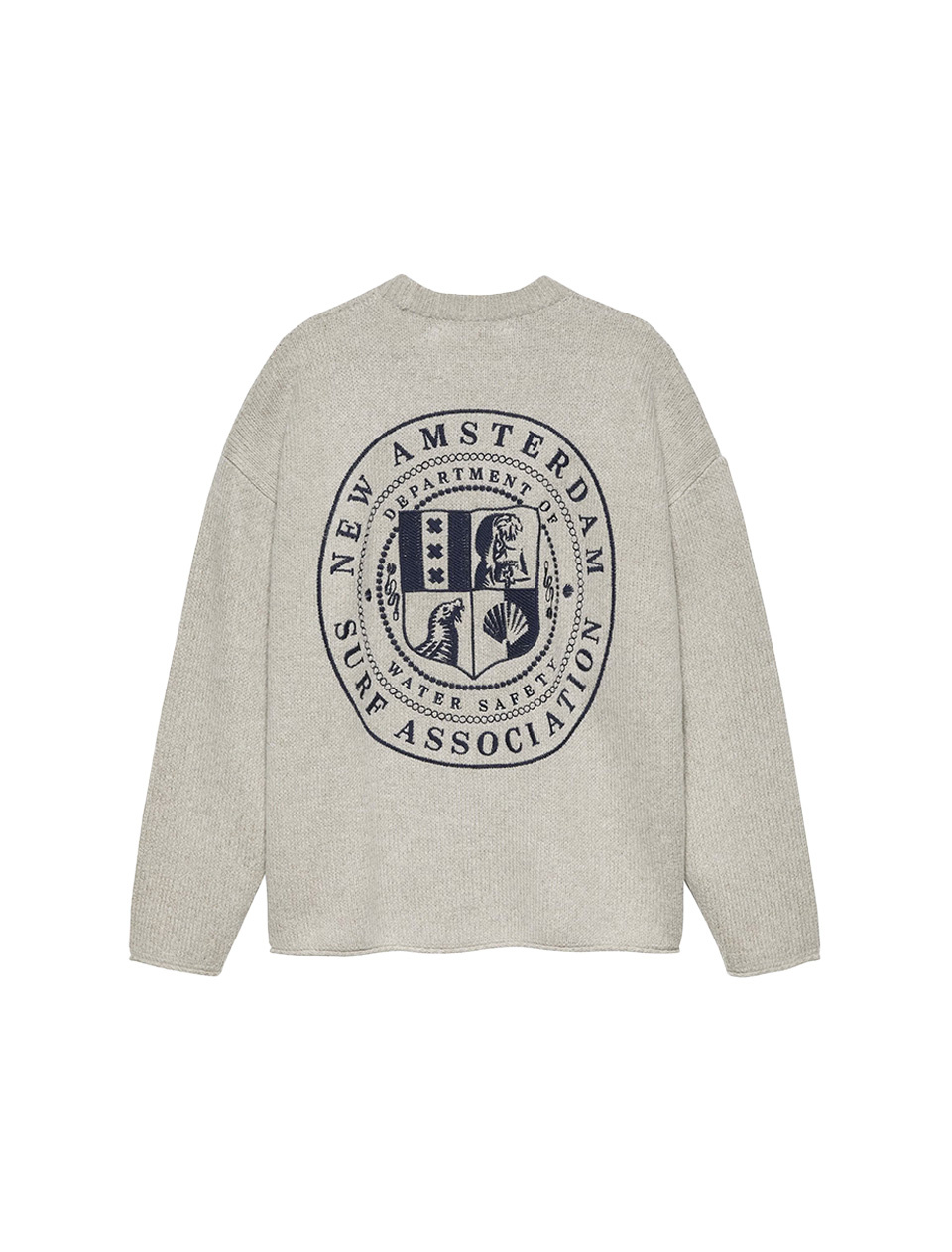 New Amsterdam Surf Association Knitted Stamp Crewneck Grey Melange