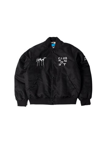 By Parra Club Not 1977 Satin Bomber Jacket Black