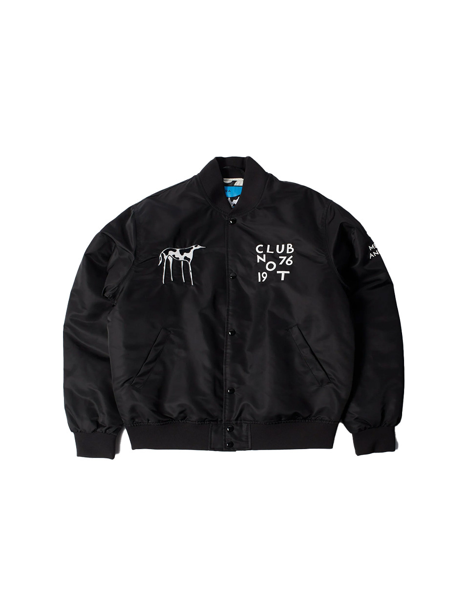 By Parra Club Not 1977 Satin Bomber Jacket Black