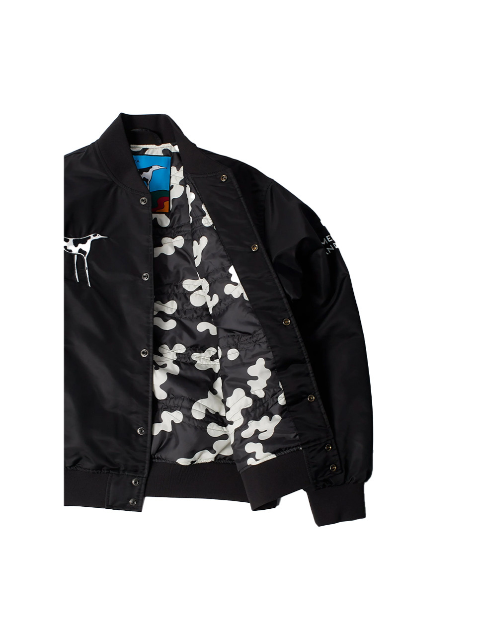 By Parra Club Not 1977 Satin Bomber Jacket Black