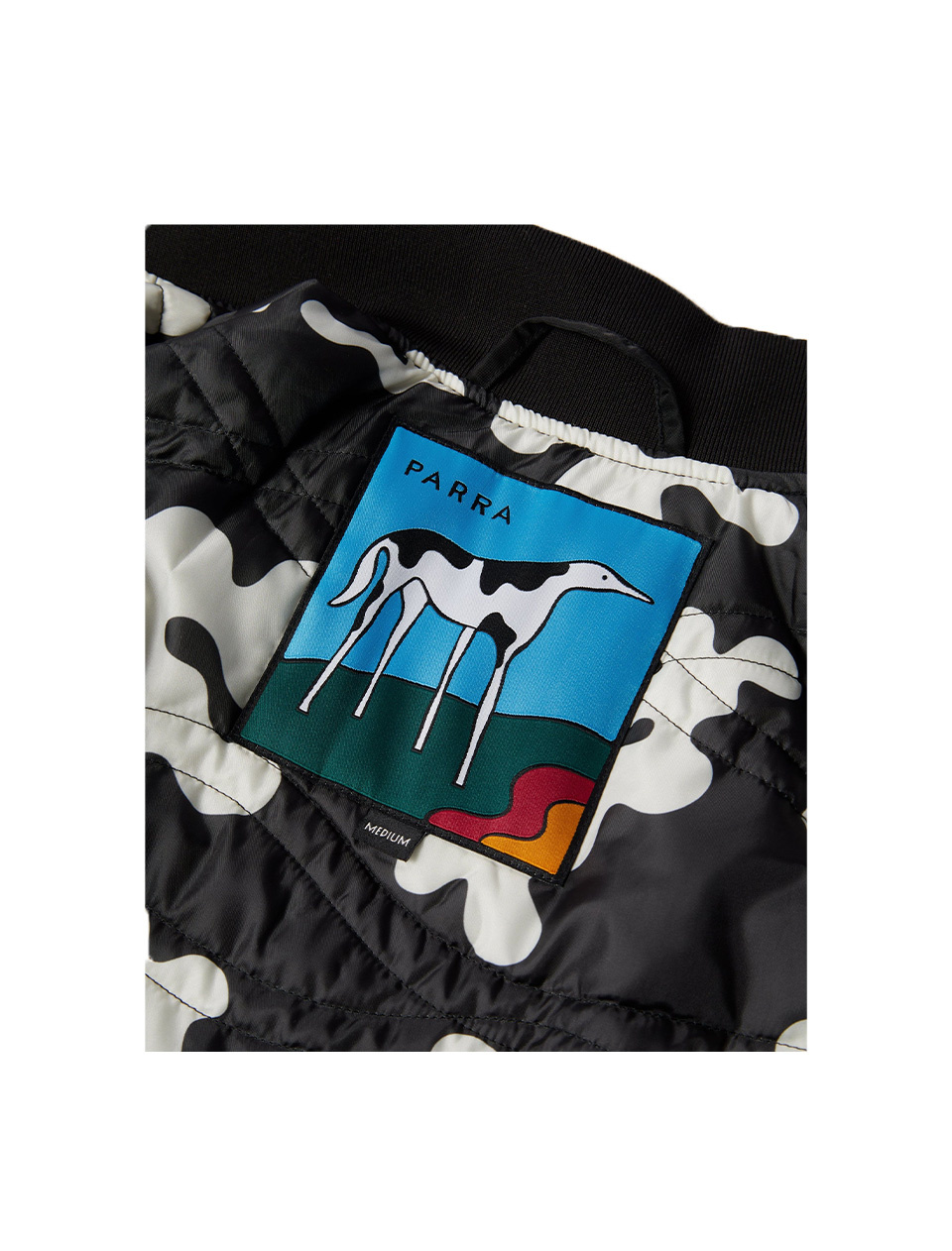 By Parra Club Not 1977 Satin Bomber Jacket Black