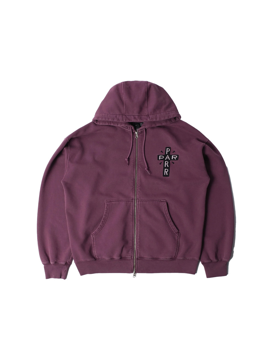 By Parra A Cross To Bear Zip Hooded Sweatshirt Purple