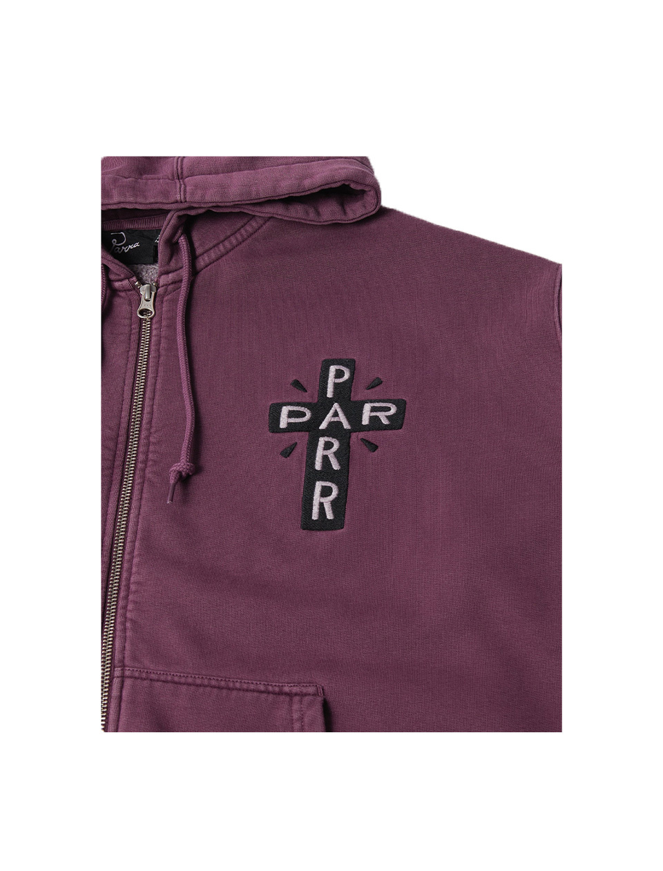 By Parra A Cross To Bear Zip Hooded Sweatshirt Purple