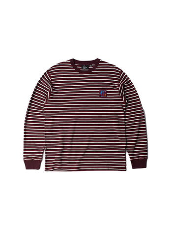 By Parra Tripped Stripes Pique Long Sleeve T-Shirt Dark Red