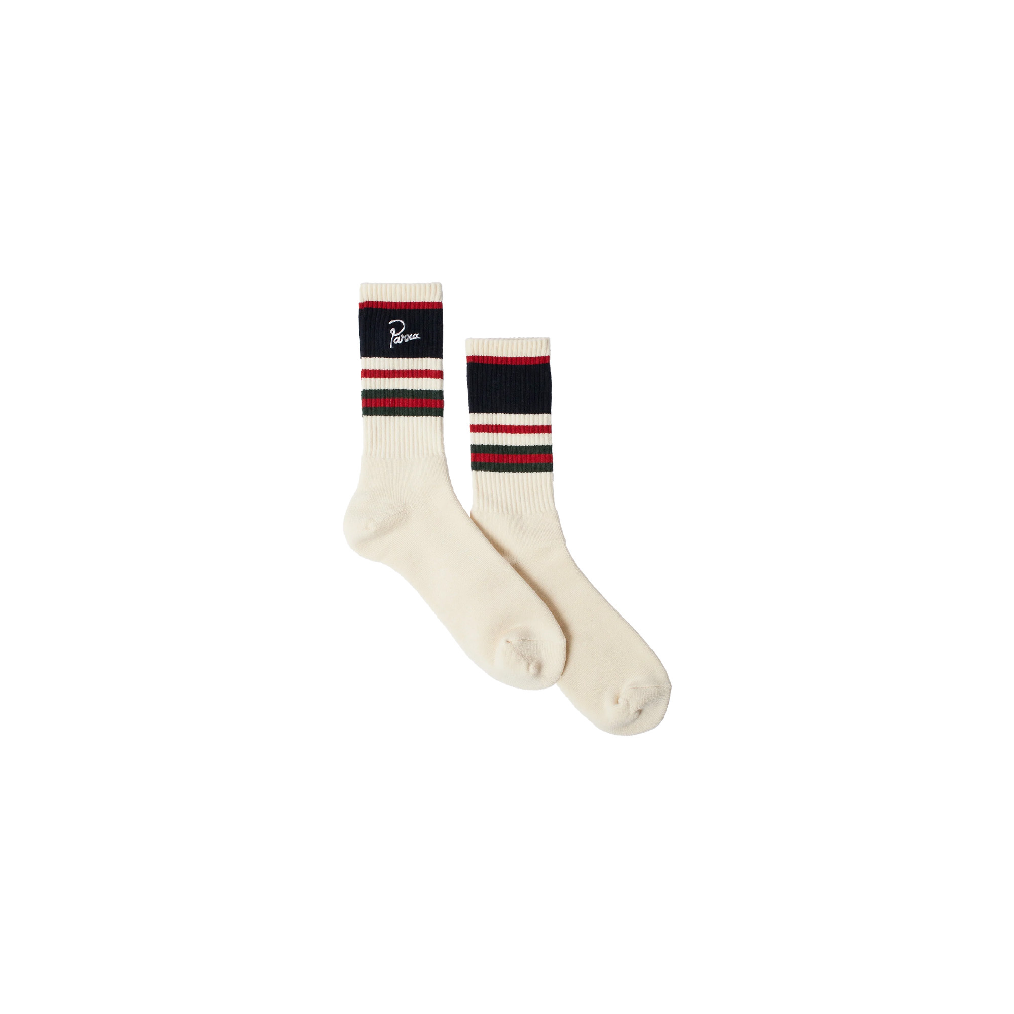 By Parra Signature Striped Crew Socks White