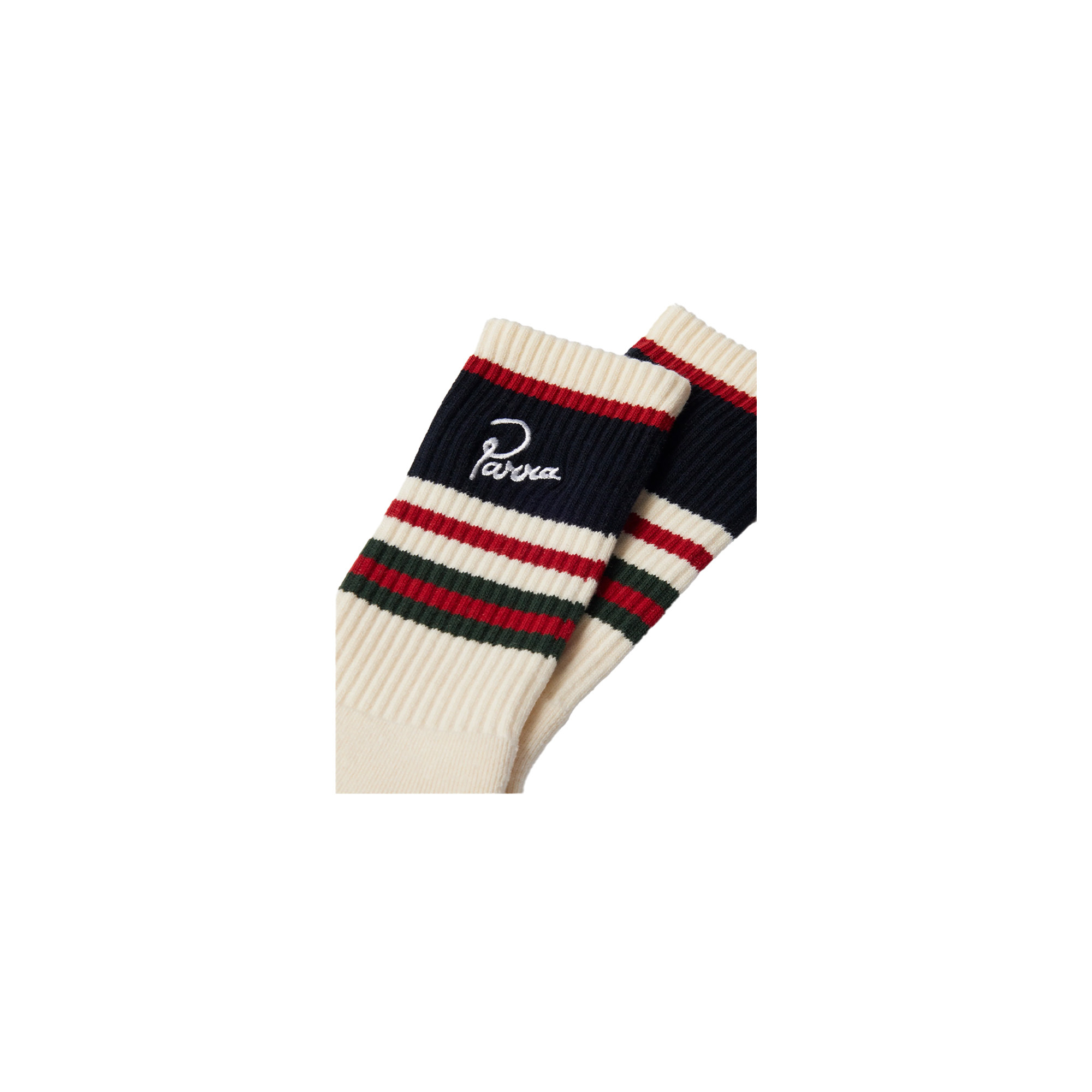 By Parra Signature Striped Crew Socks White