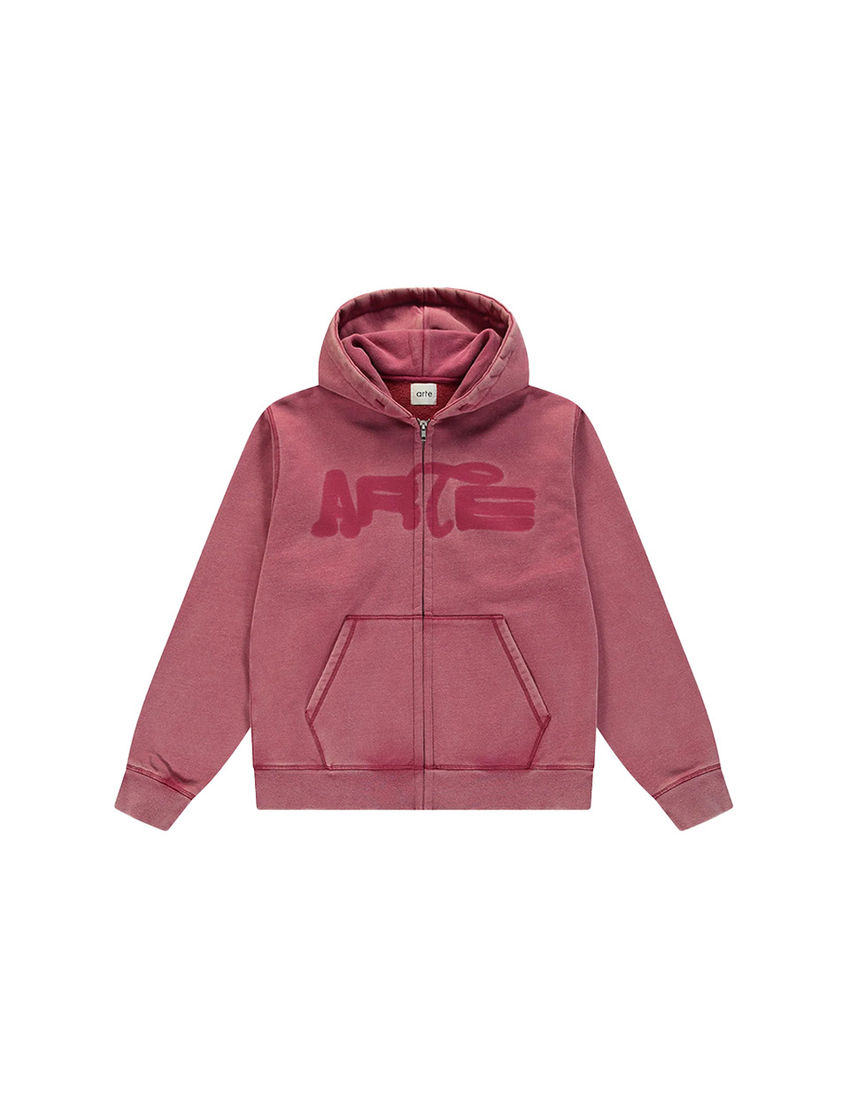 Arte Antwerp Stencil Sunfade Zip Hoodie Red