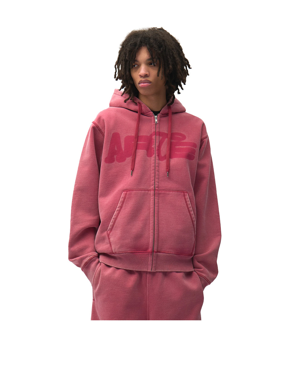 Arte Antwerp Stencil Sunfade Zip Hoodie Red