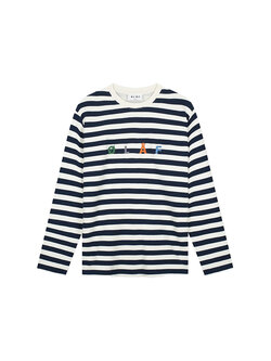 OLAF Stripe Sans LS Tee White Blue