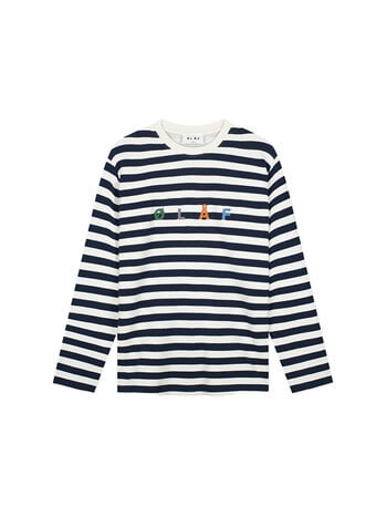 OLAF Stripe Sans LS Tee White Blue