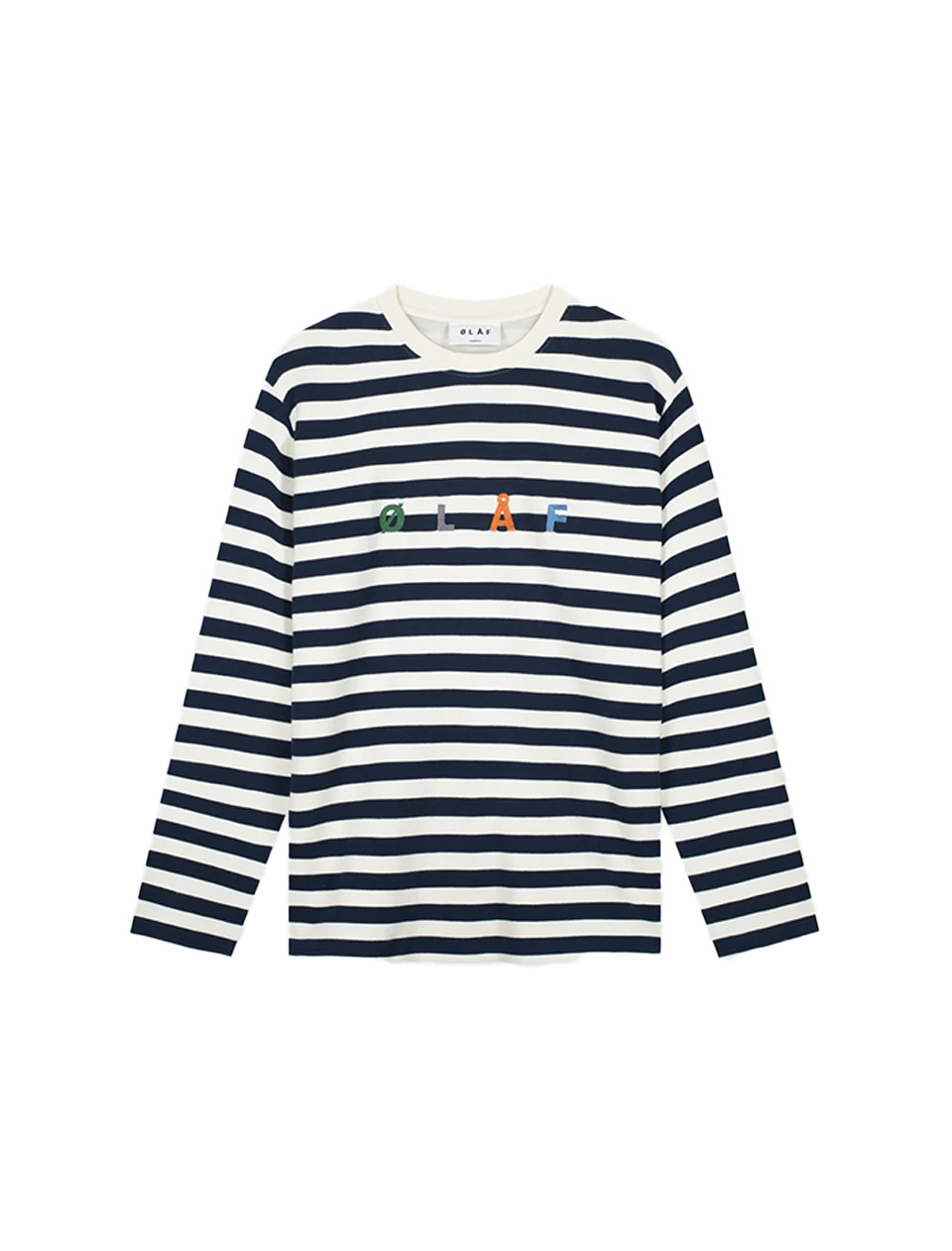 OLAF Stripe Sans LS Tee White Blue