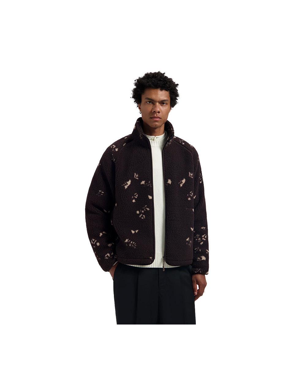OLAF Flower AOP Fleece Jacket Chocolate Plum