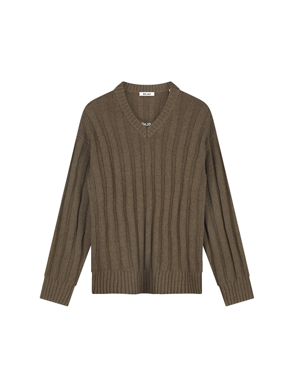 OLAF Ribbed Knitted V-Neck Chocolate Chip