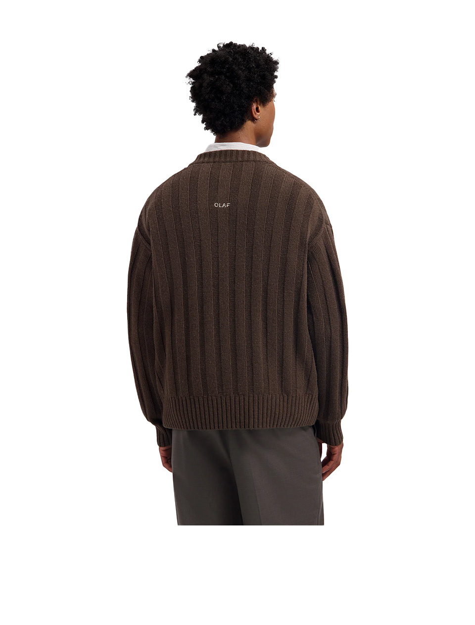 OLAF Ribbed Knitted V-Neck Chocolate Chip