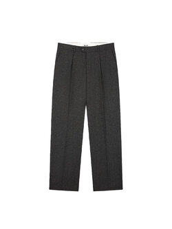 OLAF Herringbone Relaxted Pleated Pant Charcoal