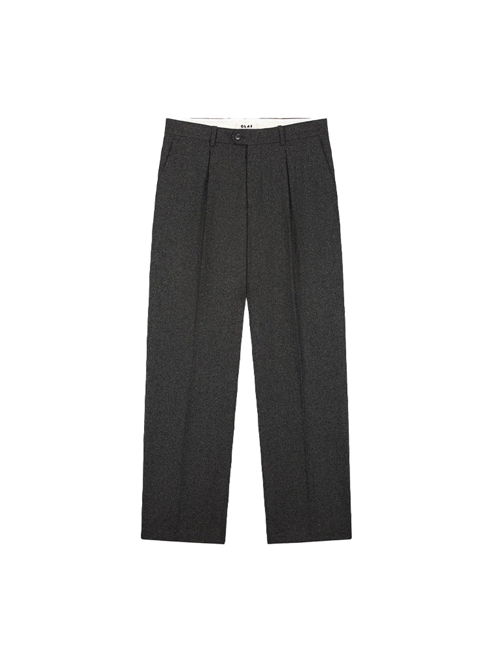 OLAF Herringbone Relaxted Pleated Pant Charcoal