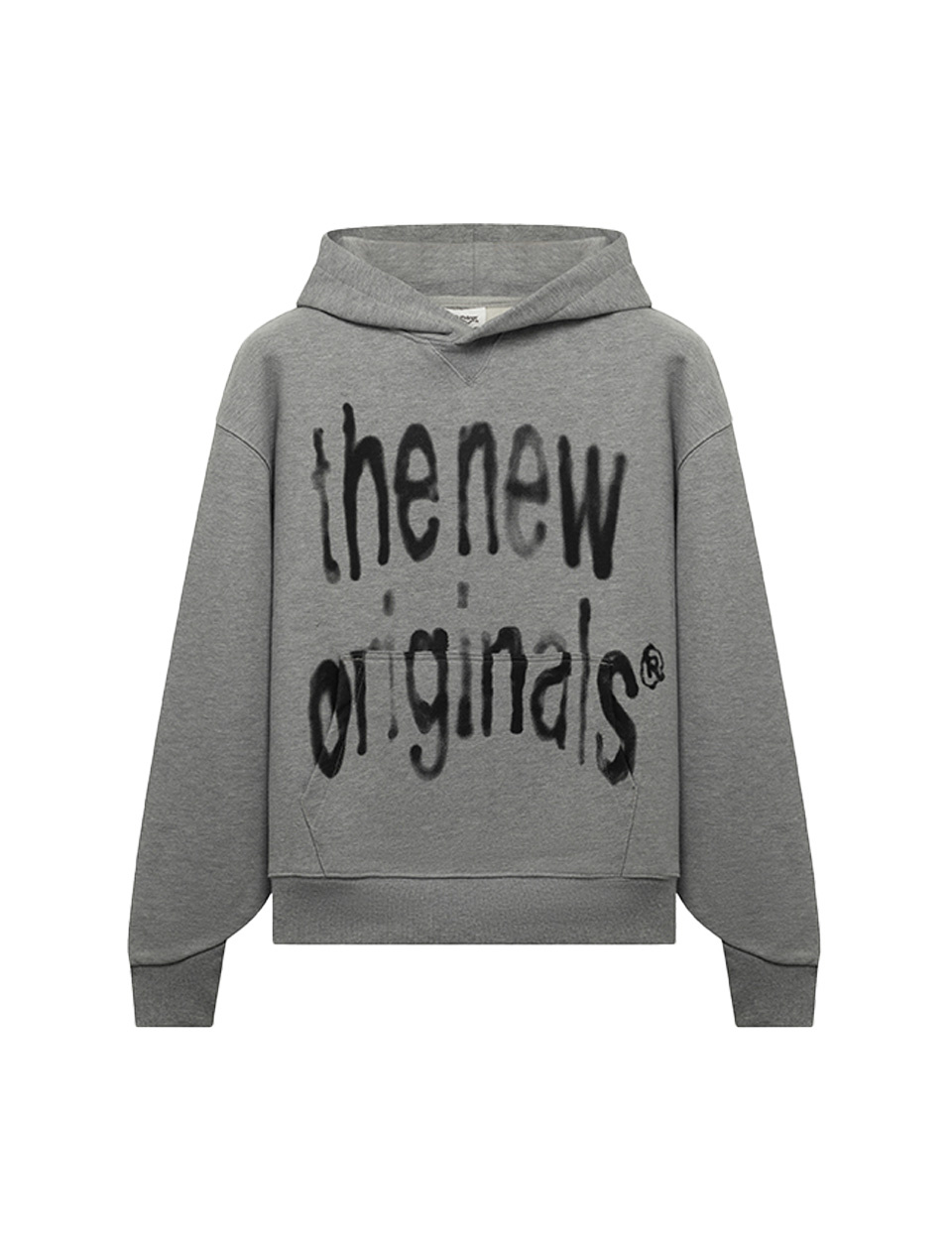 The New Originals Airbrushed Big Logo Hoodie Mid Grey Melange