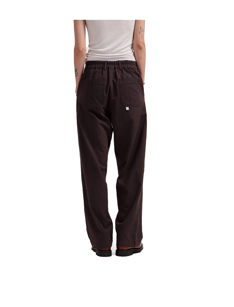 Bonne Suits Wide Fit Pants Brown Pinstripe