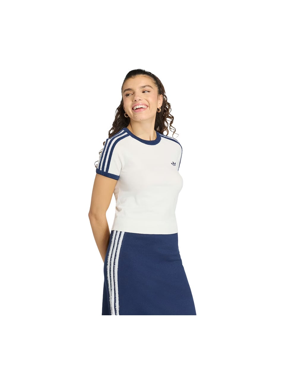 Adidas Knitted T-Shirt Cloud White Night Indigo