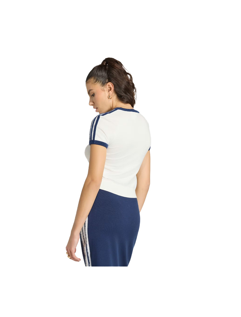 Adidas Knitted T-Shirt Cloud White Night Indigo