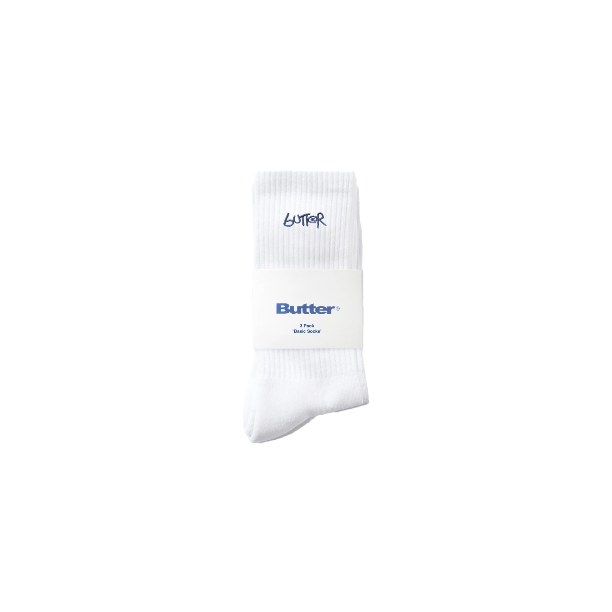Butter Goods 3-Pack Basic Socks White