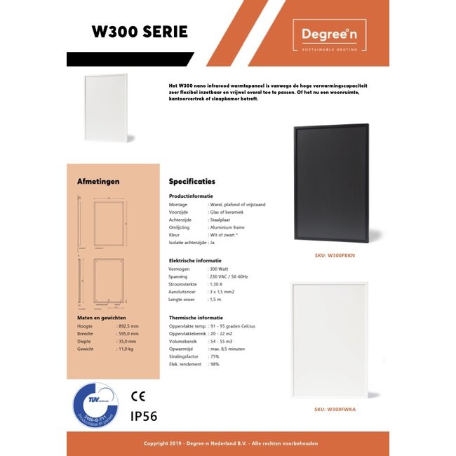 Degree-n Degree-n Infrarood warmtepaneel W300