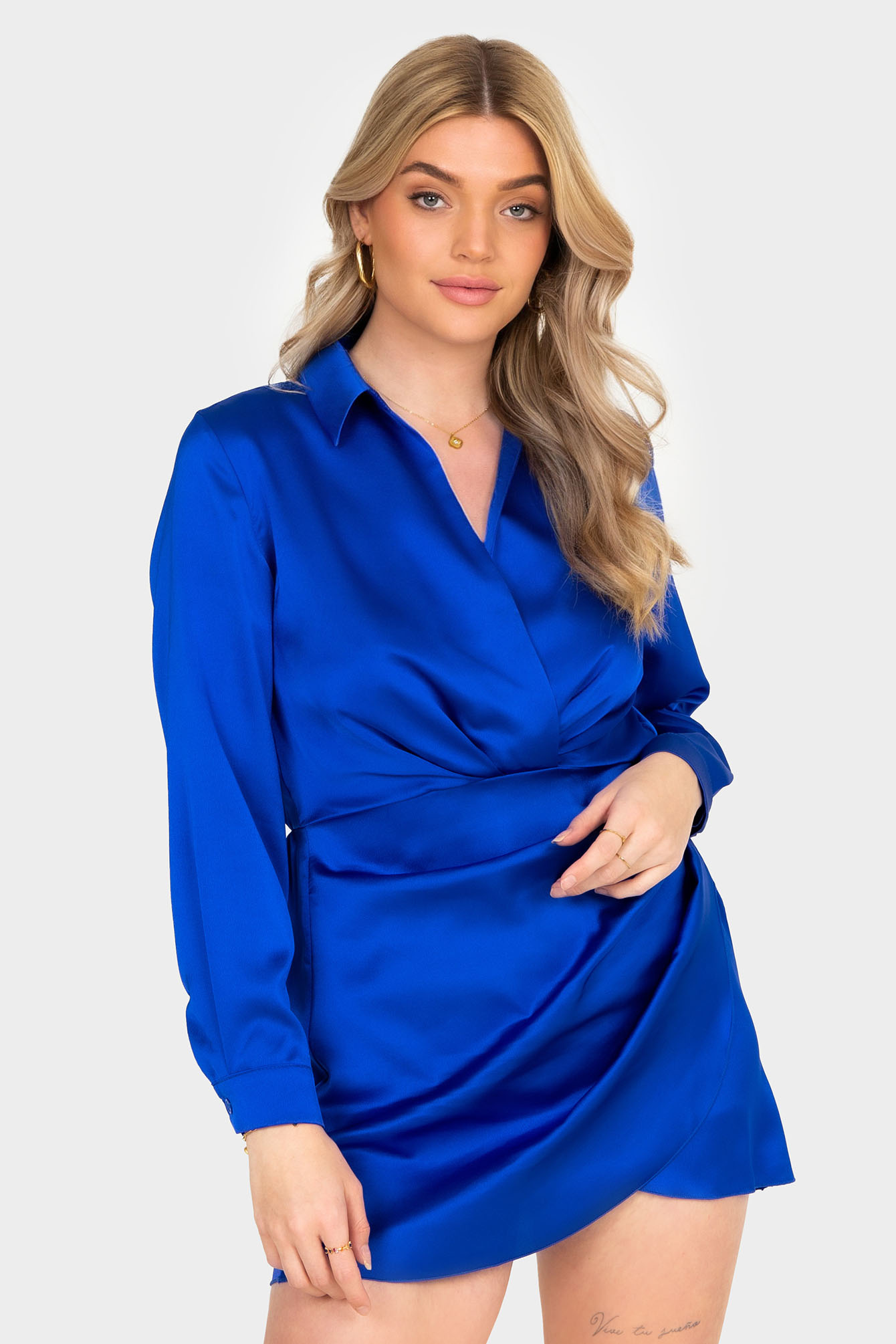 blad kern uitvegen Shop blauwe satijnen jurk | - Elise Store