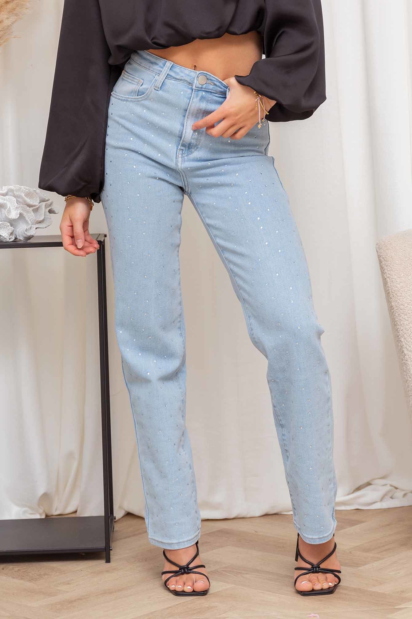 Shop blauwe glitter jeans Elise Store