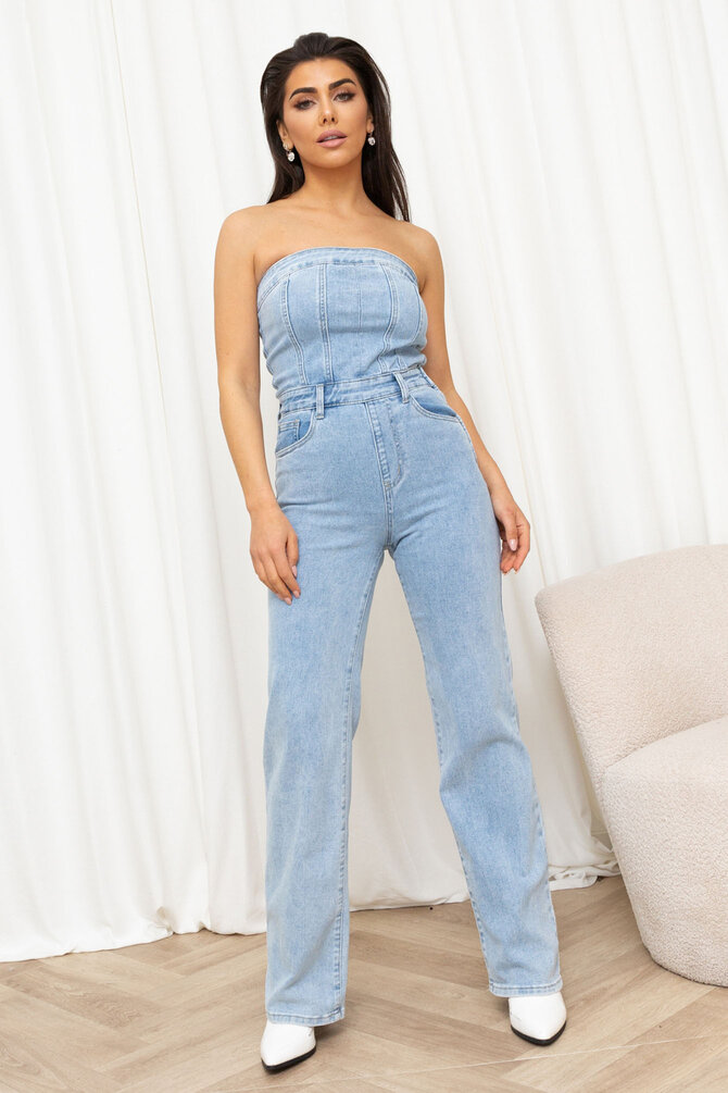 Strapless Denim Jumpsuit Liza