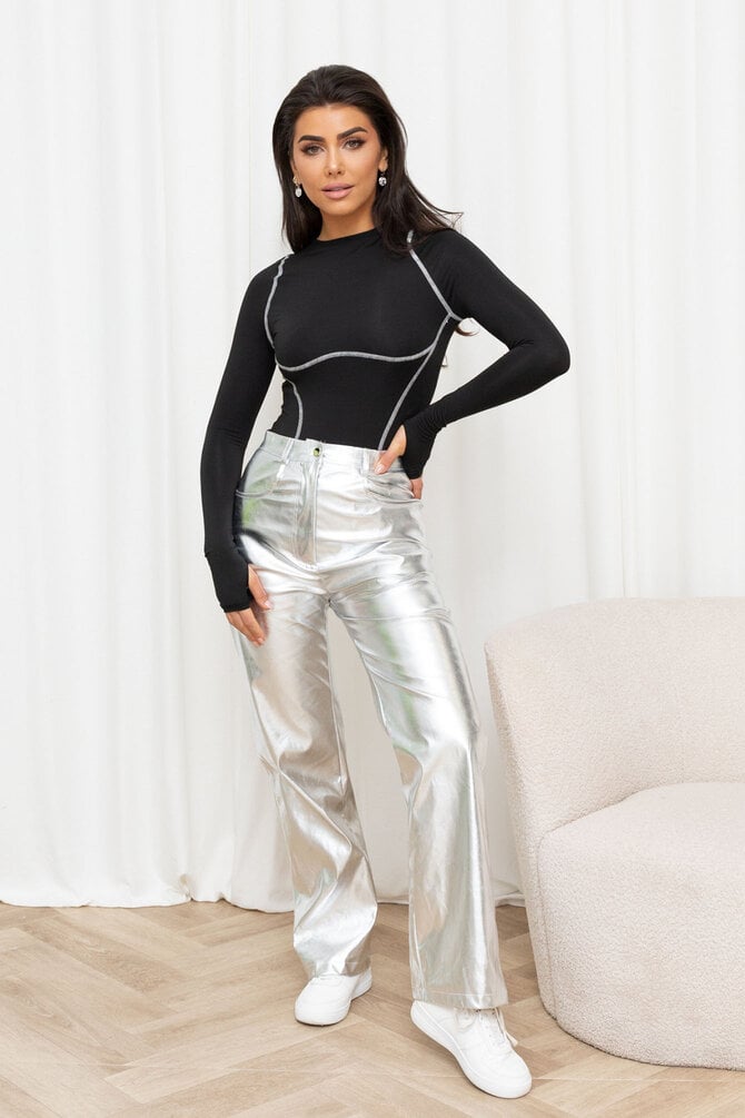 Metallic Broek Emilia - Zilver