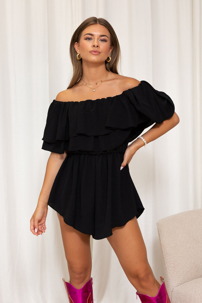 Ruffle Playsuit Bonita - Zwart