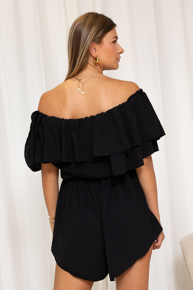 Ruffle Playsuit Bonita - Zwart